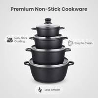 Ensemble de casseroles classiques écologiques en aluminium moulé sous pression, 8 pièces, revêtement antiadhésif, compatible induction