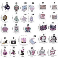 Halloween chat magique à la dérive bouteille broche violet pierre tombale série dessin animé décorations pour épinglette technique brosse pour armure