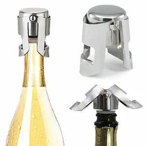 Rolha de aço inoxidável para garrafas de champanhe e vedação hermética de silicone puro, rolha de metal para garrafas de vinho espumante