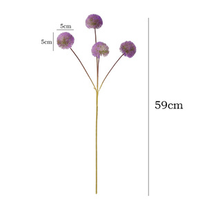 Fleurs artificielles en plastique souple, chrysanthèmes ping-pong violets, 59 pouces, décorations pour la maison et les mariages - Product Image 5