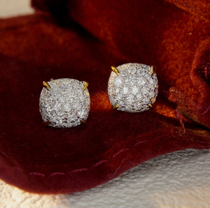 Pendientes redondos y delicados de diamante Natural para mujer, tachuelas de oro blanco sólido de 18K, joyería de moda completa para el lóbulo de la oreja, 0.66ct - Product Image 2