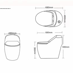 Inodoro de una Pieza Color Gris Caracol para Estilo Moderno/Europeo/Costero/Rústico/Japonés/Asiático - Product Image 4