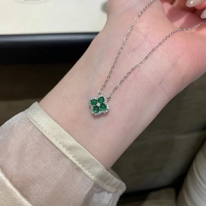 S925 Pure <b>Silver</b> Elegant French Temperament High-End Gentle Feel Natural Water Foam Jade <b>Rose</b> Gourd <b>Necklace</b> Fine Pendant - Product Image 2