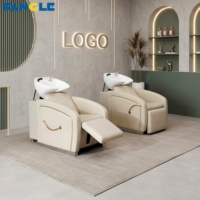 Fauteuil de lavage de luxe de haute qualité en acier inoxydable, lit de lavage pour salon de coiffure, chaise de douche avec support de jambe réglable et bassin en céramique