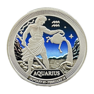 En stock : Ensemble de pièces commémoratives en métal sur le thème des 12 signes du zodiaque, collection de souvenirs, roue du zodiaque - Product Image 5