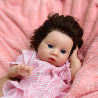 Poupées bébé Reborn en silicone 13 "visage potelé avec cheveux enracinés à la main pour bébé outils d'enseignement et écrans de collectionneurs