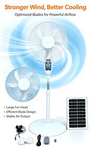 Ventilateur de table solaire blanc au design populaire, alimenté par batterie solaire, en forme de boîte ondulée - Product Image 1