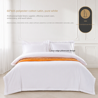 Ensemble de literie d'hôtel 5 étoiles moderne et simple en satin tissé 300 fils en polyester/coton, personnalisable avec logo, blanc, lavable en machine, respirant