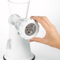 Multifunctionele handmatige roterende kaas-, fruit- en groentesnijder met handvat en ronde draaibak voor huishoudelijk gebruik