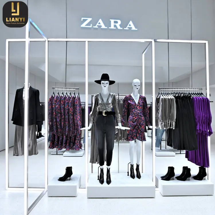 Modern Boutique Shop Fittings Design Zara Clothing Store Display Rack Móveis