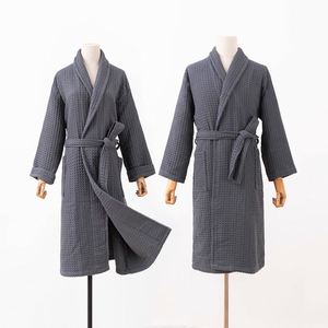 Unisex <b>Waffle</b> Pattern <b>Bathrobe</b> Organic Cotton Terry Cloth Robe for Adults - Product Image 1