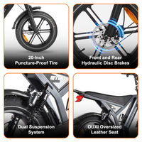 Bicicleta Eléctrica de Montaña para Adultos GT20, Rueda de 20 Pulgadas, 7 Velocidades, Cuadro de Acero, Frenos de Disco Hidráulicos, Batería de Litio de 1000 W y 48 V, Fatbike