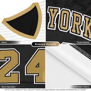 Uniforme Deportivo Personalizado de Baloncesto con Diseño de Corte en el Pecho en Blanco y Negro de Doble Cara - Product Image 2