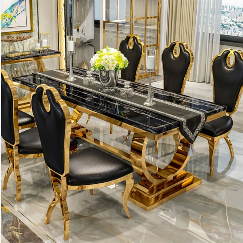 Restaurant furniture luxury dining table set dining table set 6 seater marble dining table for home use