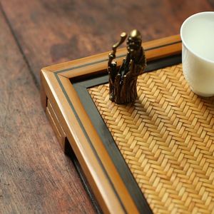 Bamboo <b>Tea</b> Tray Flat Durable <b>Tea</b> <b>Set</b> Display Stand For One Teapot And Two Cups - Product Image 4