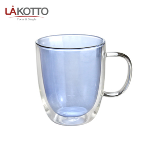 De borosilicato resistente al calor de vidrio de 530ml de <span class=keywords><strong>doble</strong></span> capa taza de color del trazador de líneas con taza de café de gran capacidad <span class=keywords><strong>doble</strong></span> pared de vidrio taza - Product Image 5