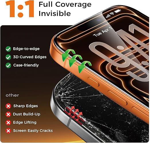 9H Tempered Glass Screen Protector for IPhone, HD Anti Glare, Anti-Scratch with Shock-Absorbing Layer