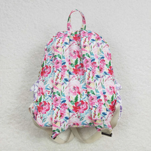 Wholesale Girls Floral Backpack Matching <b>Lunch</b> Box <b>Set</b> Ruffled Zipper Boutique Style Backpacks Student - Product Image 3