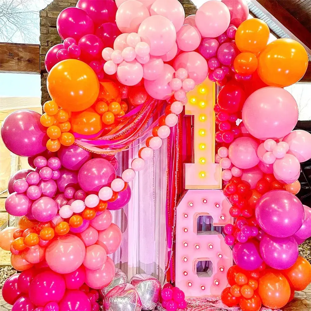 JYAO 124 шт. розовый оранжевый воздушный шар гирлянда набор арок латексные шары для дня рождения свадебное украшение