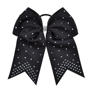 โบว์ใหญ่7 "ที่ผูกผมแบบยืดหยุ่นสำหรับเด็กผู้หญิงริบบิ้นผูกโบว์ประดับเพชรกับยางรัดผมเครื่องประดับผมเด็ก - Product Image 3