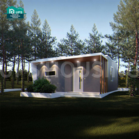 Villa Prefabricada Moderna de 1 Planta con Techo a Dos Aguas, 2 Dormitorios, Estructura de Acero Ligero, Diseño de Lujo para Vivir, Prefabricado de Alta Calidad