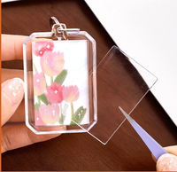 Porte-clés cadre photo en acrylique transparent vierge, style moderne et minimaliste, personnalisable, coque vide, logo imprimable pour la vente en gros