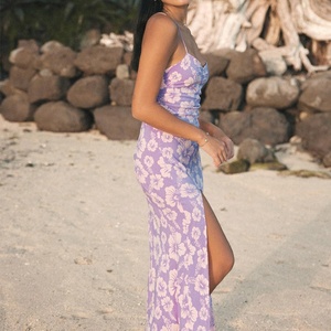 Robe maxi à bretelles de style bohème à imprimé plage personnalisée OEM, robe décontractée en rayonne pré-lavée de luxe - Product Image 2