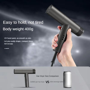Sèche-cheveux puissant pliable à ions négatifs, corps en plastique noir mat dégradé, séchage rapide pour la maison - Product Image 3
