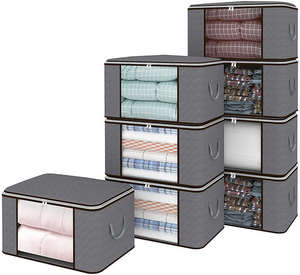 Extra Capacity Clothes <b>Storage</b> <b>Bag</b> Organizer <b>clear</b> Window Foldable Quilt <b>Storage</b> <b>Bag</b> Clothing <b>Storage</b> Box with Zipper - Product Image 1