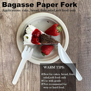 100% Composteerbaar Bestek Biologisch Afbreekbaar Gebruiksvoorwerpen Wegwerp Bagasse Lepel Vork Mes <span class=keywords><strong>Set</strong></span> - Product Image 3