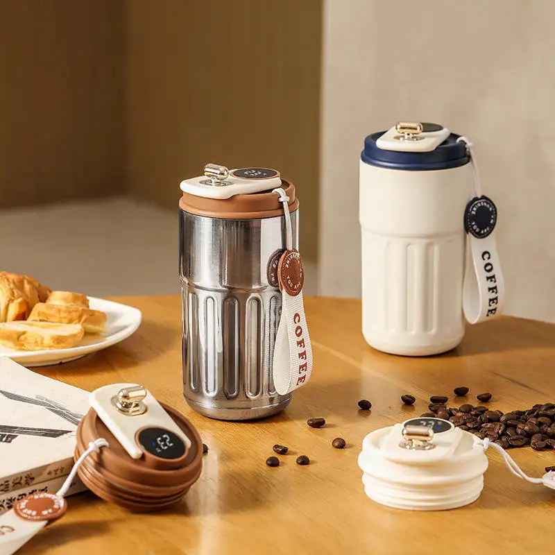 منتجات جديدة في السوق 316 صلب مقاوم للصدأ شعار مخصص كوب ماء قهوة ذكي للهدايا عرض درجة حرارة حافظ للحرارة