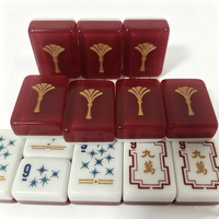 Jeu de Mahjong Complet Personnalisé Rouge Ginkgo en Acrylique Frotté à la Main, Style Américain/Western, Boîte en Carton, pour Soirées de Jeu en Famille et Adultes