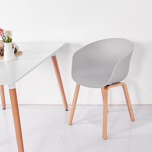Modern Minimalist <b>Chair</b> <b>White</b> Wooden Legs Stackable <b>Dining</b> <b>Chair</b> For Home Office Bedroom Study - Product Image 3