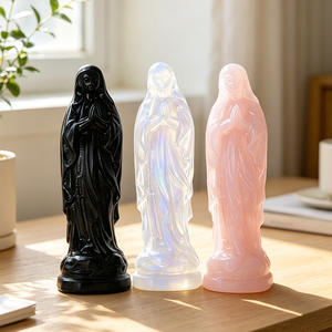 Esculturas de Cristal Curativas, Piedra Natural Obsidiana, Cuarzo Rosa, Escultura de la Virgen María en Cristal para Decoración - Product Image 1