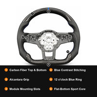 Setir Mobil Kulit Serat Karbon untuk Volkswagen Passat CC B8 Jetta R Line Style Flat Bottom Desain Sporty Upgrade