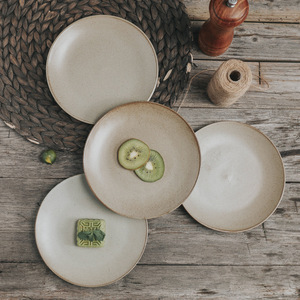 <span class=keywords><strong>Assiettes</strong></span> à dîner en céramique de qualité commerciale, <span class=keywords><strong>assiettes</strong></span> en céramique mate <span class=keywords><strong>vintage</strong></span> de 7 pouces avec texture artisanale, <span class=keywords><strong>assiettes</strong></span> en grès durables - Product Image 1