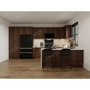 Armário de cozinha para casa com portas de madeira maciça design moderno