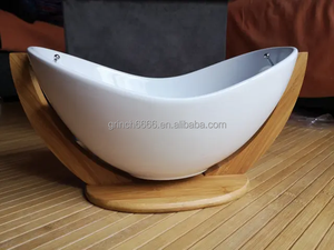 Ensaladera y Platos Colgantes de Porcelana con Soporte Oscilante de <span class=keywords><strong>Madera</strong></span> de Bambú - Product Image 5
