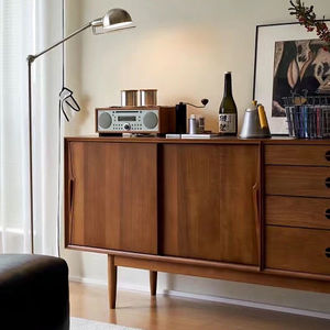 Aparador Vintage de Madera Maciza con 2 Compartimentos, Mueble de Almacenamiento para Sala de Estar - Product Image 3