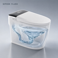 WC intelligent avec fonction d'auto-nettoyage, couleur blanche, bidet, siège chauffant, chasse d'eau automatique et télécommande