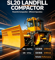 Compacteur de déchets robuste SL20 de 20 tonnes, alimenté par un moteur de 200 CV, doté d'une remarquable capacité de montée en pente