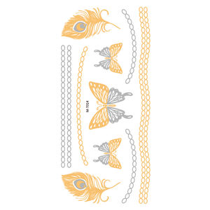 Tatuaggi in lamina d'oro rimovibili rimovibili sicuri per la pelle e accattivanti tatuaggi artistici temporanei adesivi in lamina d'oro - Product Image 1