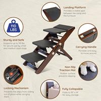 Rampe pour chien Escalier en bois antidérapant pour animaux de compagnie Marches pliables pour animaux de compagnie Rampe pour chien légère grise pour les petites races pour accéder au lit de voiture de canapé