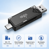 Lecteur de carte Mini Type C double emplacement pour cartes mémoire TF SD 2 To, adaptateur OTG pour DVR de voiture, caméra de surveillance, téléphone, Windows, Mac