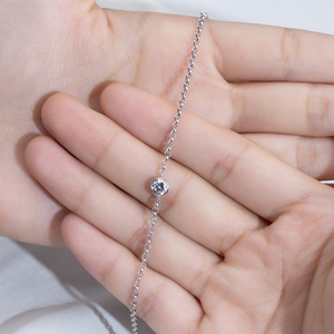 MSN-660 Messi Jewelry ทองคำขาว 18K สร้อยข้อมือเพชรเม็ดเดี่ยวแบบโซลิแทร์ ดีไซน์สายเคเบิลประณีต ฝังเพชรแบบ Bezel-Set ปรับแต่งได้ - Product Image 4
