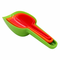 Lot de 3 cuillères doseuses en plastique emboîtables – Cuillères de mesure 50/100/150 ml pour riz, farine, céréales – Ustensile de cuisine pour le rangement