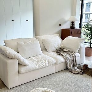 Canapé modulaire en tissu sans cadre, rembourré en mousse haute densité, compressé sous vide en boîte, pour appartement, ne nécessitant pas d'assemblage - Product Image 4