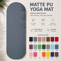 Tapis de yoga en caoutchouc naturel PU mat givré, en stock, 183x66cm, 4.5mm, antidérapant, résistant à la transpiration, forme capsule, logo personnalisé, vente en gros
