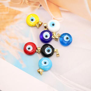 JF7383 placcato in oro Murano multicolore vetro glassa cristallo occhi malvagi moneta rotondo Charm amuleto protettivo portafortuna ciondolo - Product Image 2