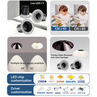 Spot LED sans cadre Multi CCT 2700K-6000K UGR<3 anti-éblouissement profond CE RoHS Fitlight pour showroom, magasin de détail, OEM, dimmable